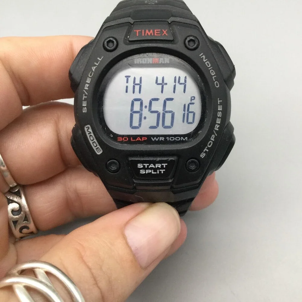 Timex Ironman 30 Lap Mens Watch 38mm Black Resin Alarm Indiglo New Battery